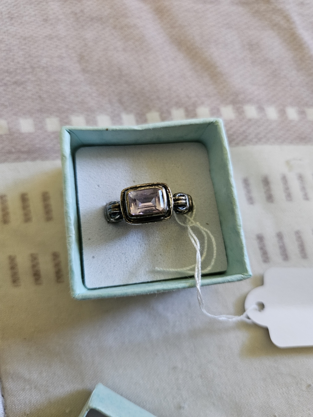 Sterling Silver Ring with Amethyst Rectangular Stone